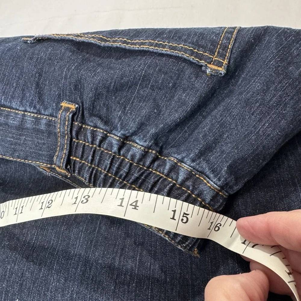Ruby Rd. Side Elastic Straight Leg Women's size 12 Dark Wash Blue Denim Jeans
